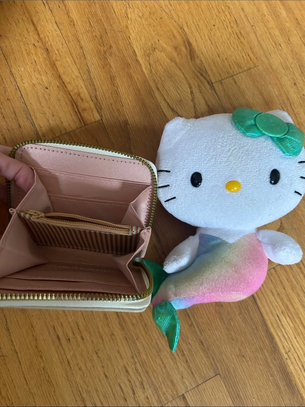 Hello Kitty Plush Mermaid Doll and zipp around wallet  Rainbow Tail